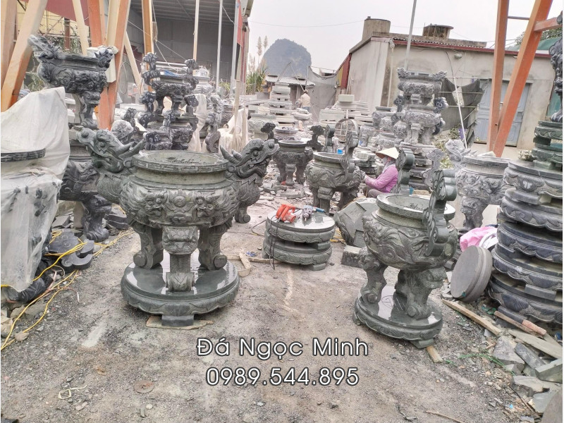 Mẫu Lư Hương Đá tròn - Đỉnh hương đá Đình - Chùa - Miếu thờ