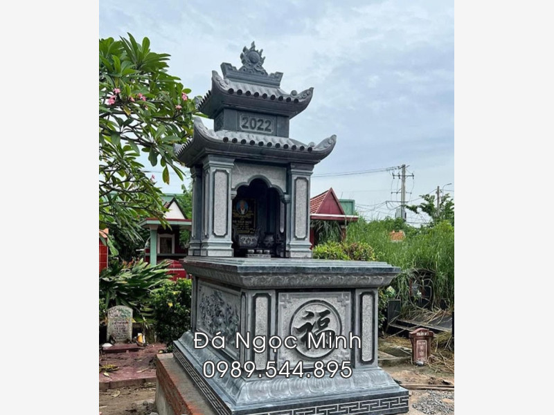 Mẫu Mộ đá 2 mái đá xanh đen - giá tốt
